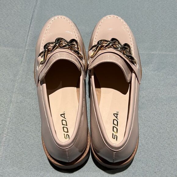 Soda Patent Leather Nude platform loafers Size 9 B44 - Picture 9 of 12